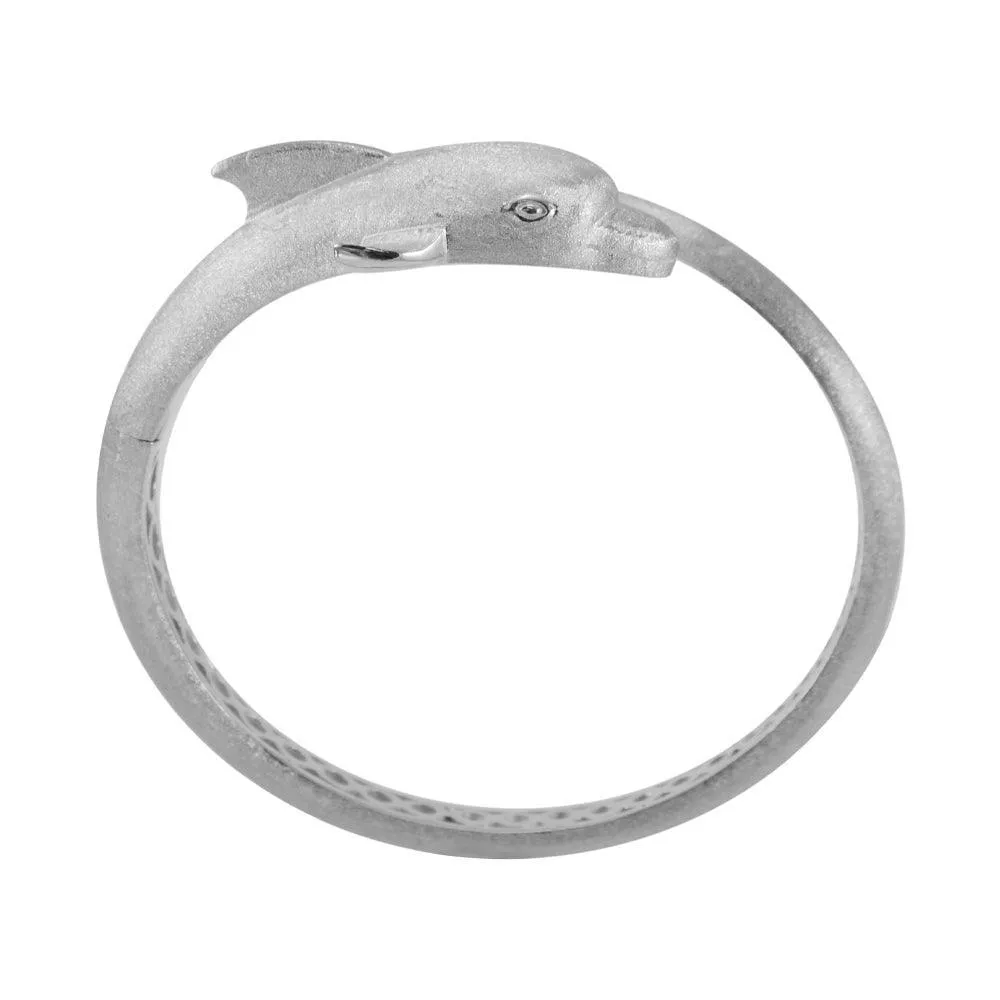 Dolphins Sterling Silver Cuff Bracelet with Locking System
