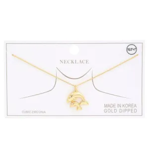 Double Dolphin Charm Gold Dipped Necklace
