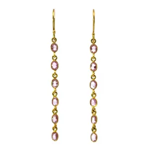 Earrings Precious Metal With Colored Stone Dangle Dangle Drop 18 Karat Gold Yellow With Sapphire