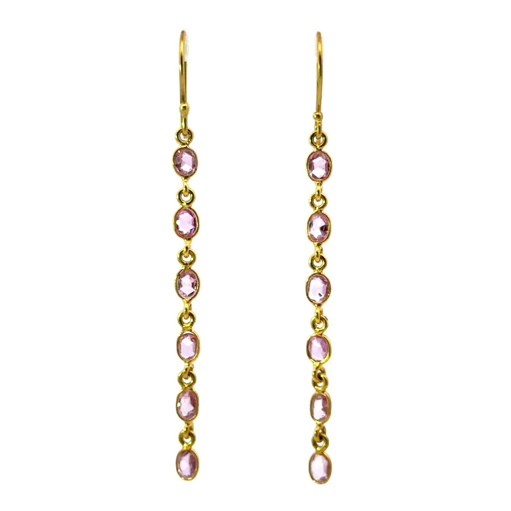 Earrings Precious Metal With Colored Stone Dangle Dangle Drop 18 Karat Gold Yellow With Sapphire