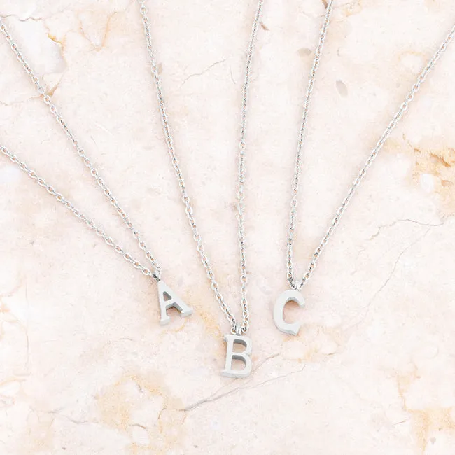 Elaina Rhodium Stainless Steel I Initial Necklace