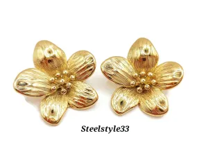 Elegant 18K Gold Plated Waterproof Floral Stud Earrings - Delicate Fashion Jewelry for Women (Copy)