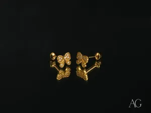 Elegant Bow – 18K Gold CZ Bow Earrings