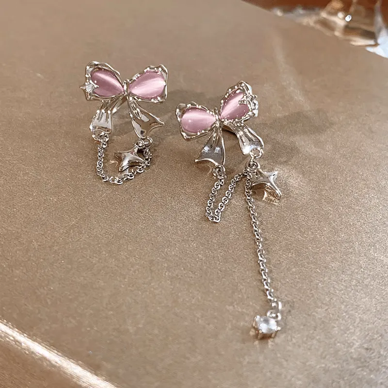 Elegant Bowknot Ear Cuff Chain Earrings