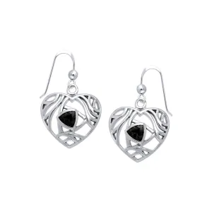 Elegant Heart Sterling Silver Earrings with Gemstone TER1183