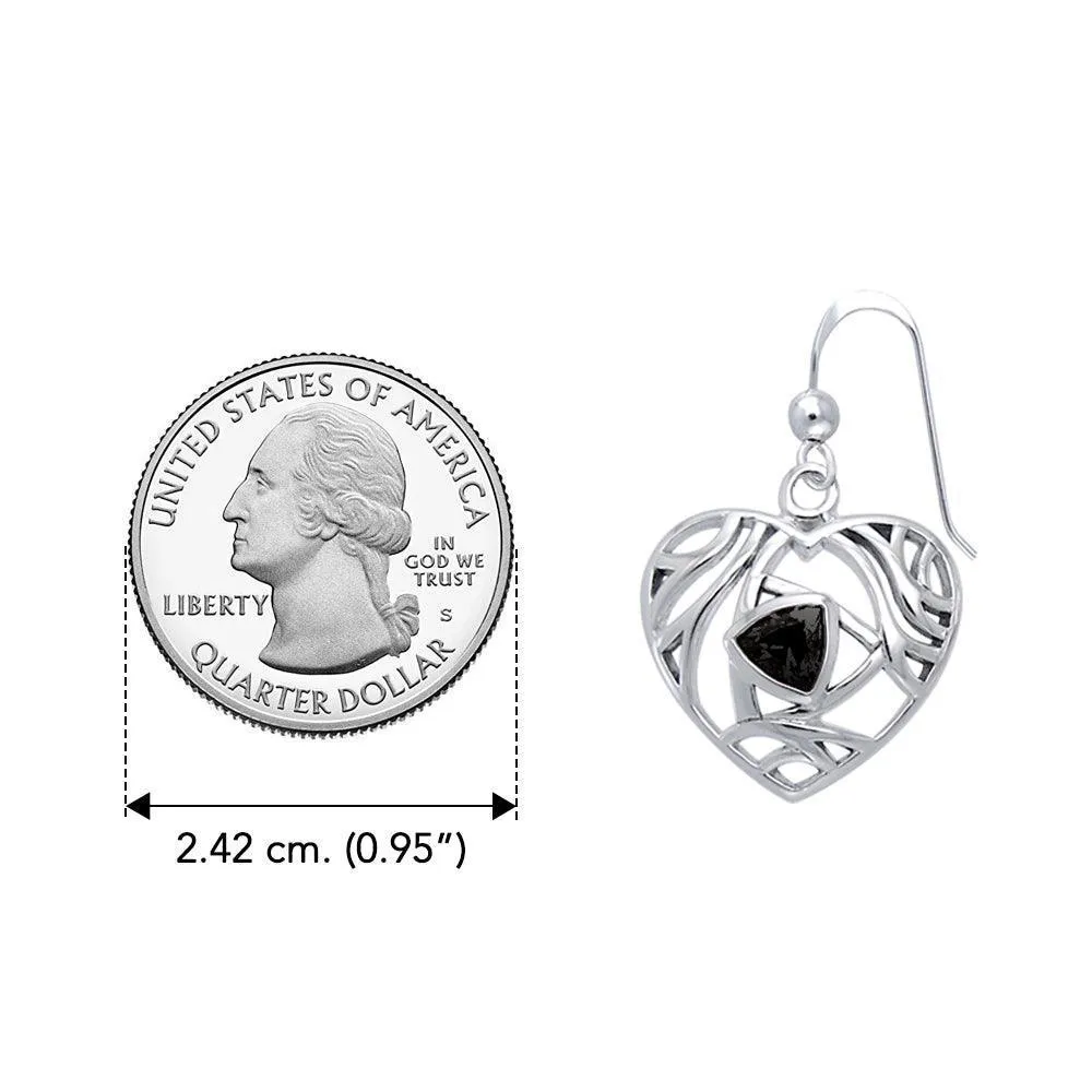 Elegant Heart Sterling Silver Earrings with Gemstone TER1183