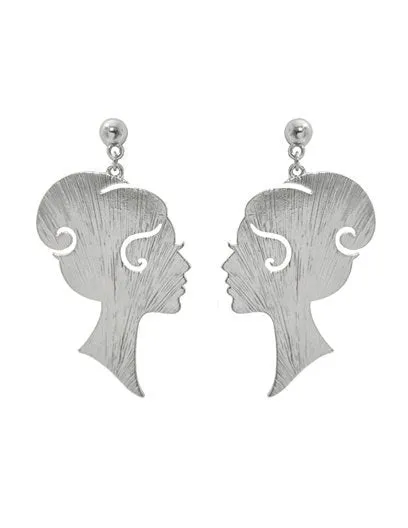 Elegant lady Face Design Drop Dangle Post Earrings
