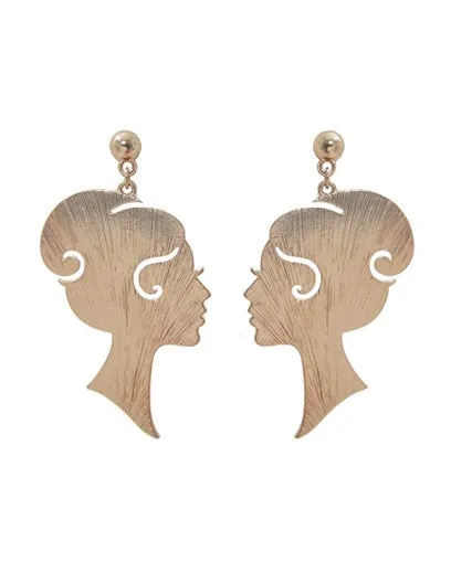 Elegant lady Face Design Drop Dangle Post Earrings