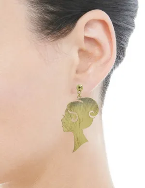 Elegant lady Face Design Drop Dangle Post Earrings