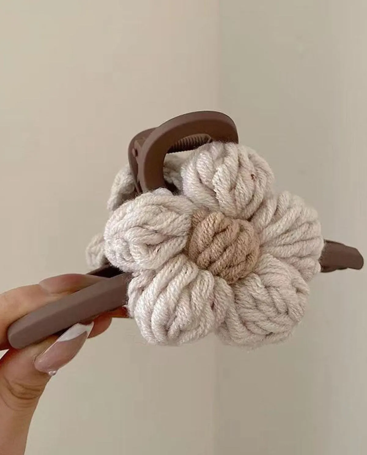 Elegant Wool Flower Claw Clip