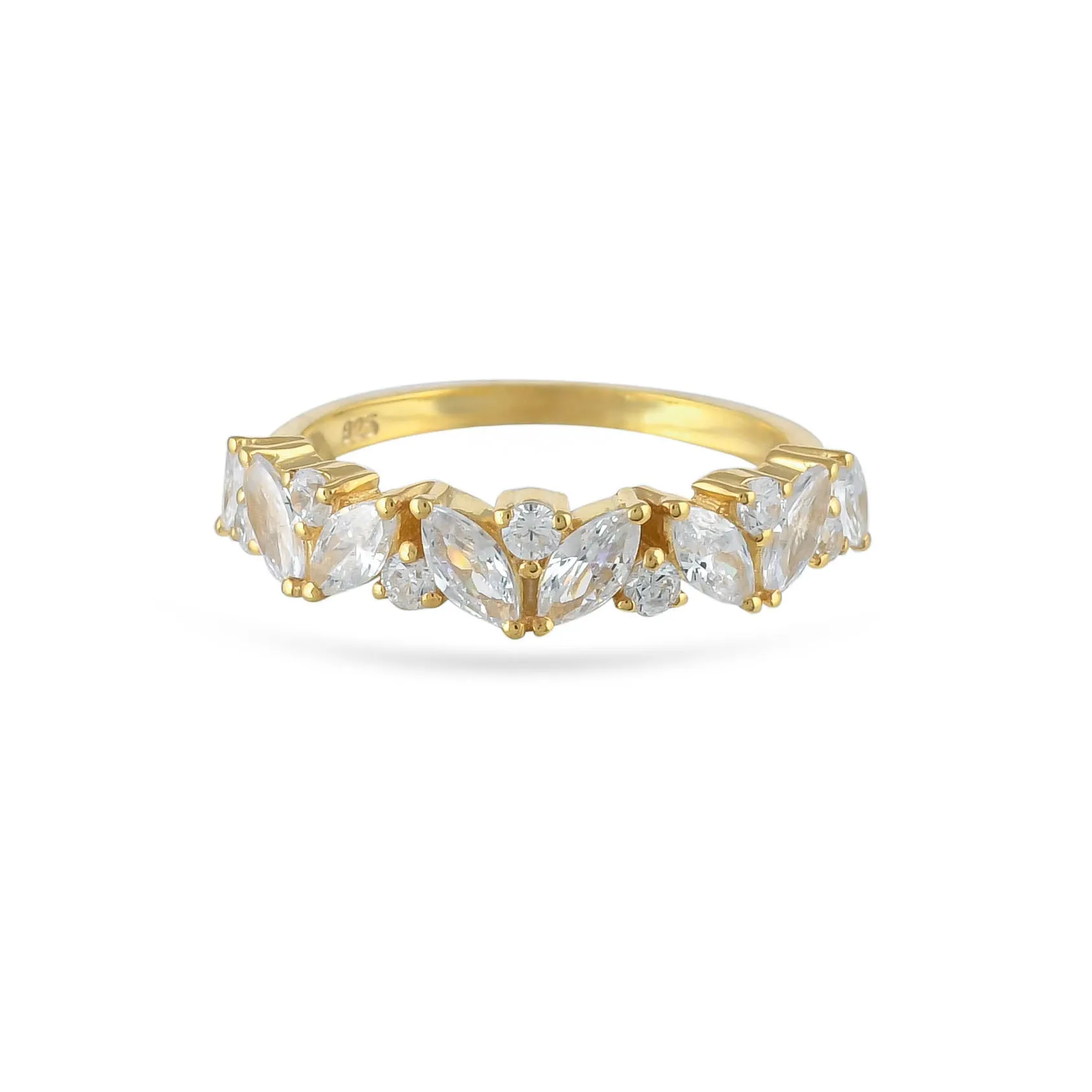 Elite Marquise White Cz Band Silver Ring - From Purl
