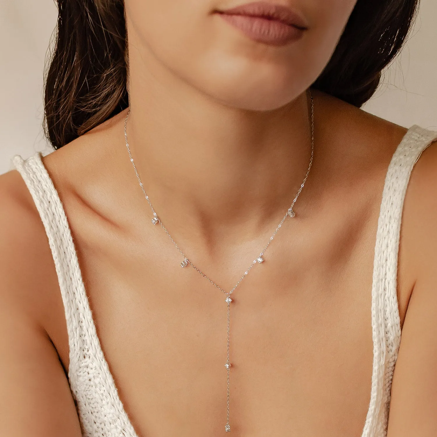 Ellipse Y Chain Necklace Sterling Silver Gold