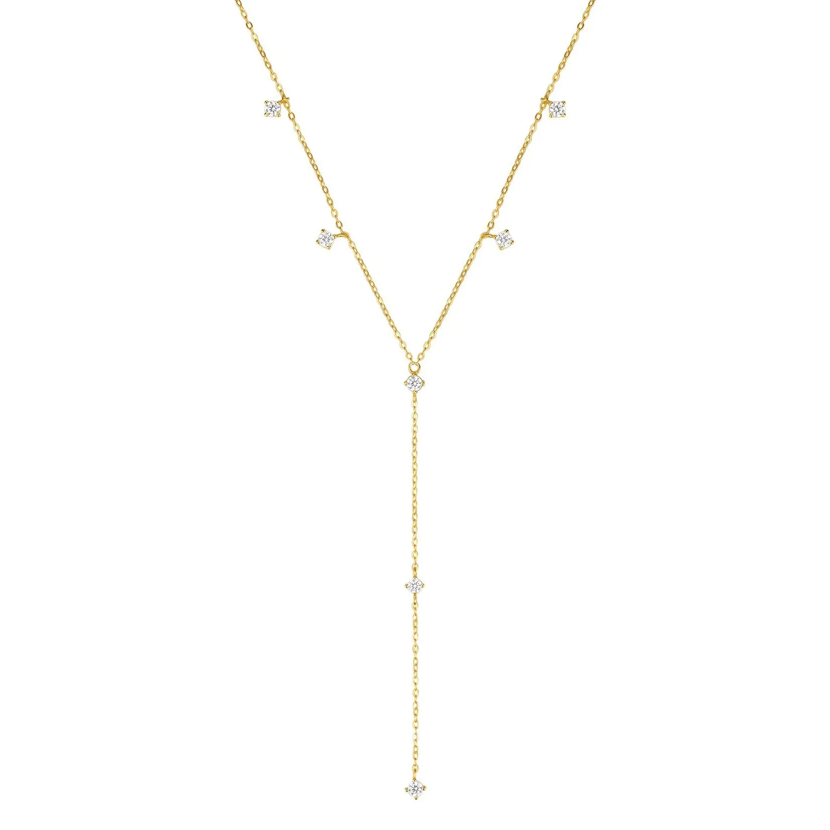 Ellipse Y Chain Necklace Sterling Silver Gold