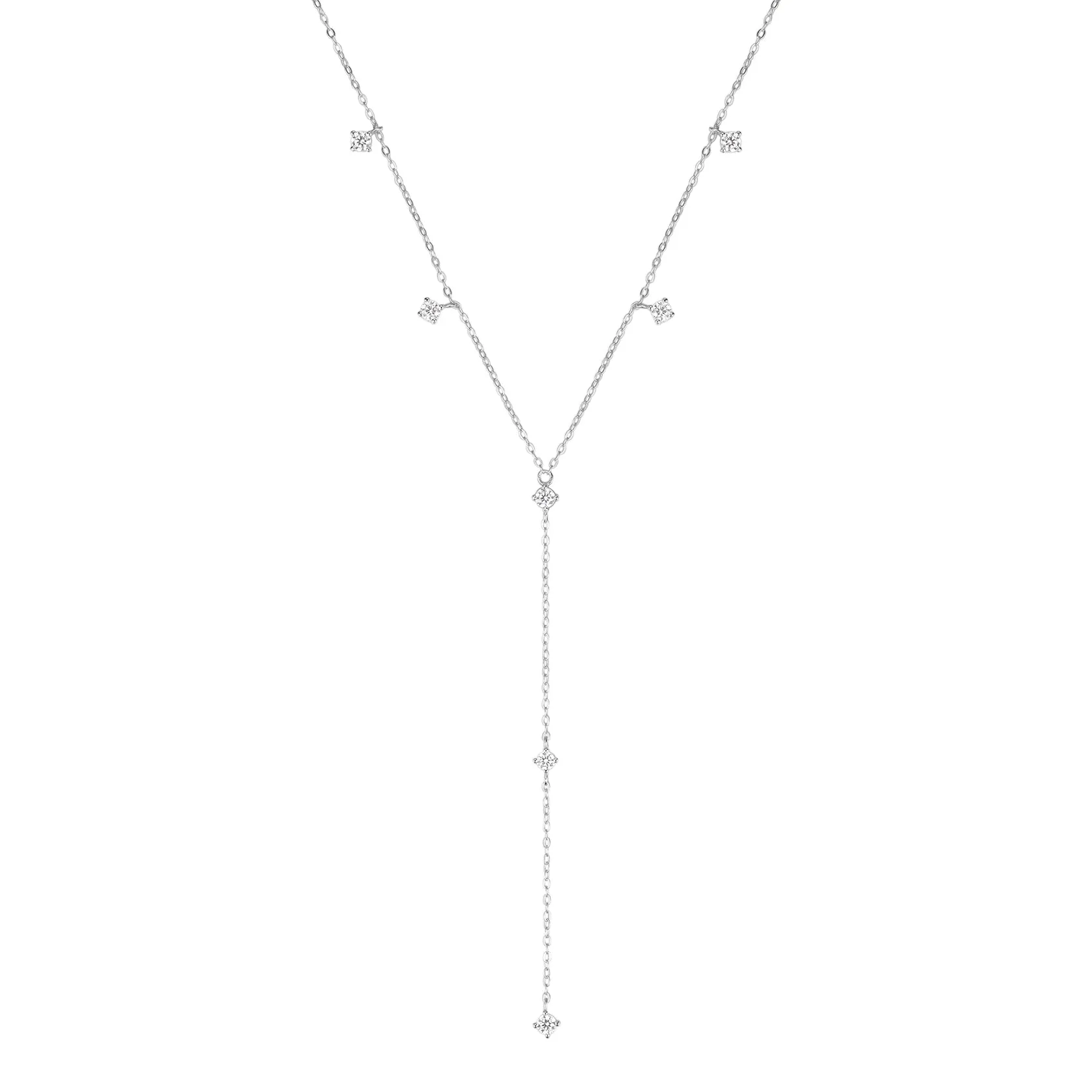 Ellipse Y Chain Necklace Sterling Silver Gold