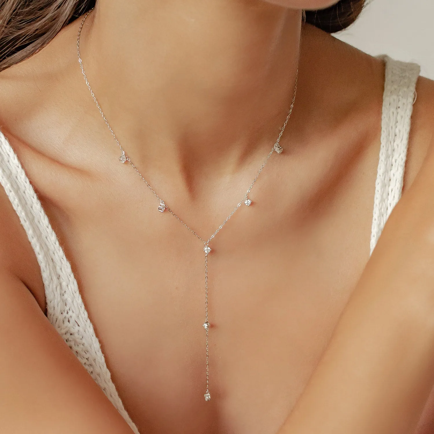 Ellipse Y Chain Necklace Sterling Silver Gold
