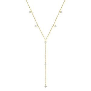 Ellipse Y Chain Necklace Sterling Silver Gold
