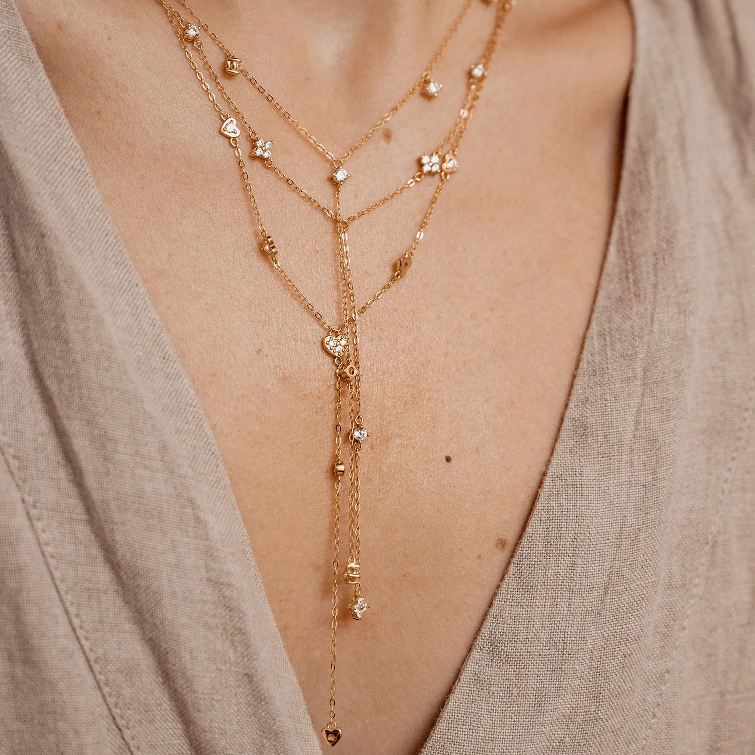 Ellipse Y Chain Necklace Sterling Silver Gold