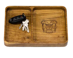 Etched Bulldog Wood Valet Tray