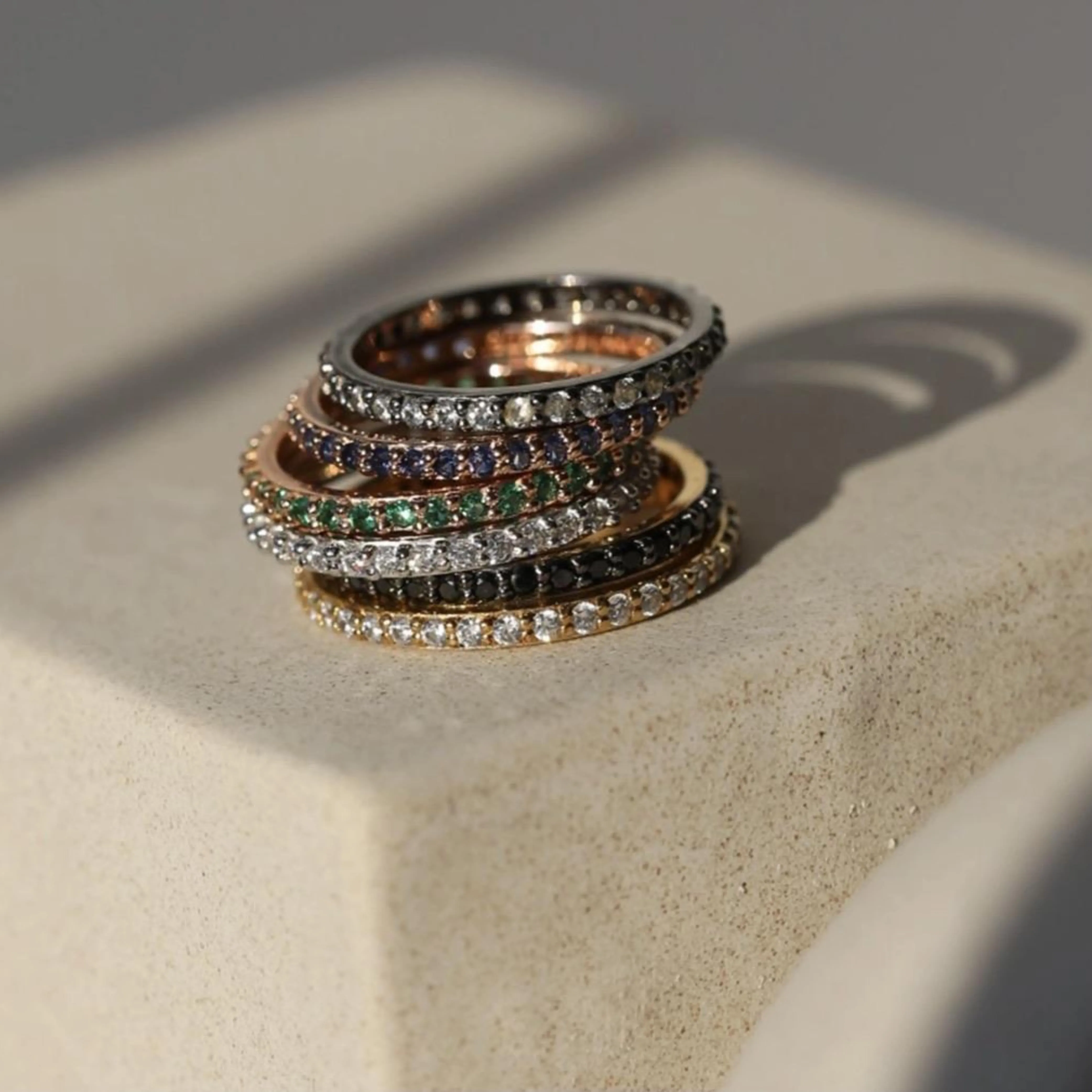 Eternity Ring Yellow Gold with White Pave