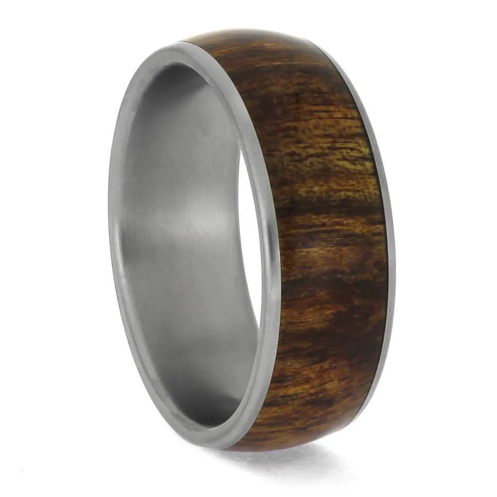 Exotic Rosewood Ring for Men in Titanium
