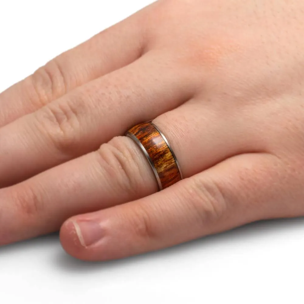 Exotic Rosewood Ring for Men in Titanium