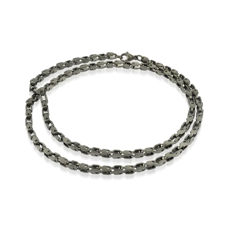 Fancy Link Black Necklace | Italgem Steel