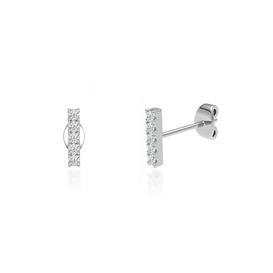 FAWN - Bar Pavé Lab Diamond Earrings 18k White Gold