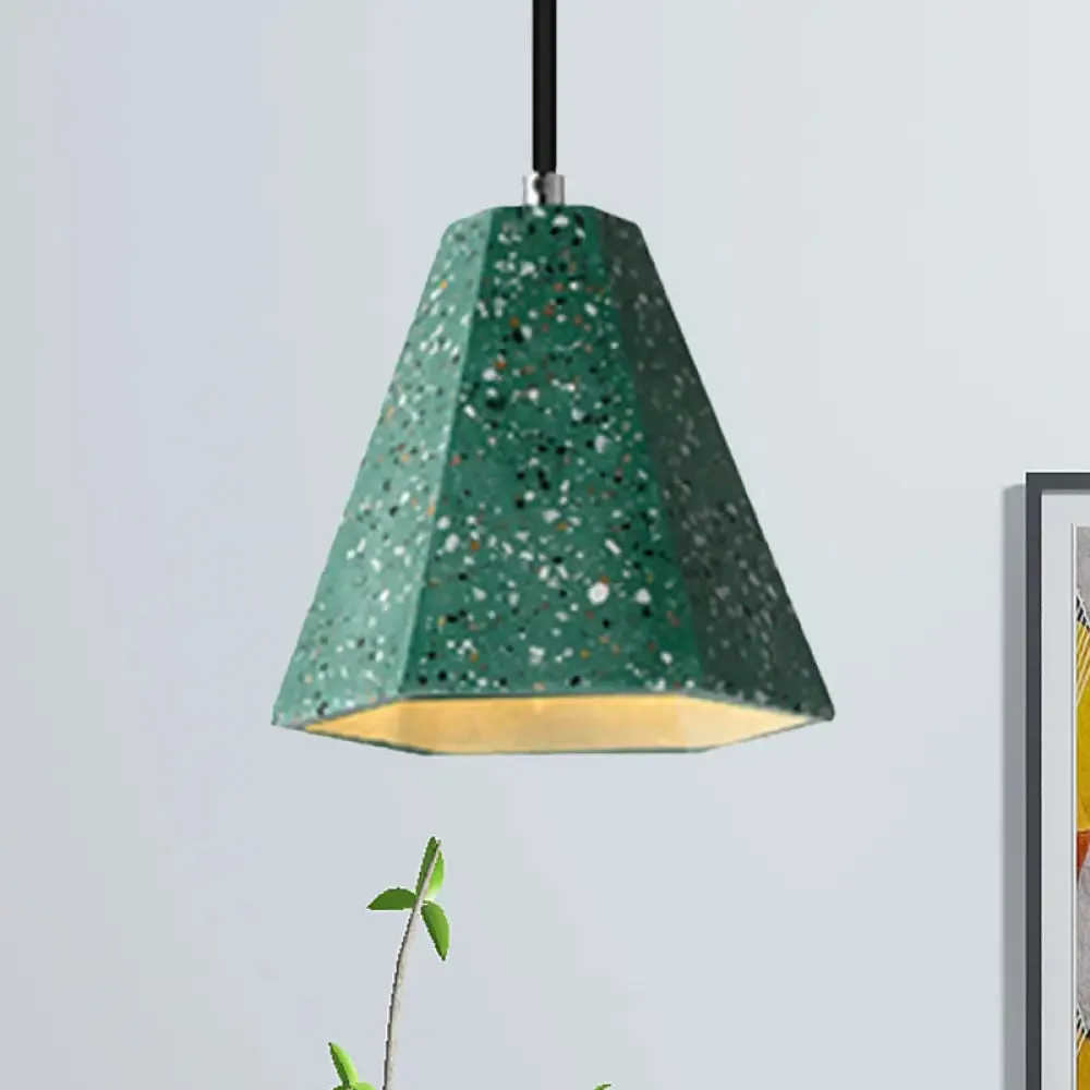 Geometric Cement Pendant Light - 1 Light Simplicity Hanging Light (Black/White/Yellow)