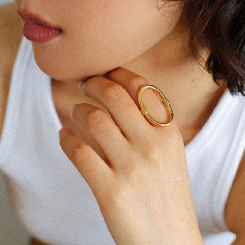 Glamorous Adjustable Oval Rings Open