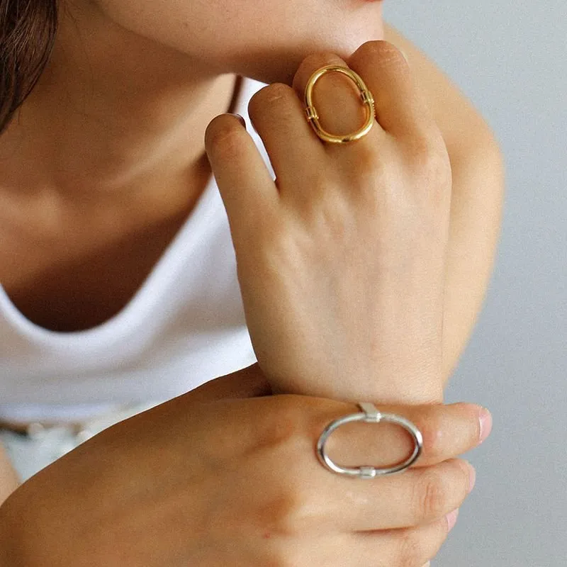 Glamorous Adjustable Oval Rings Open