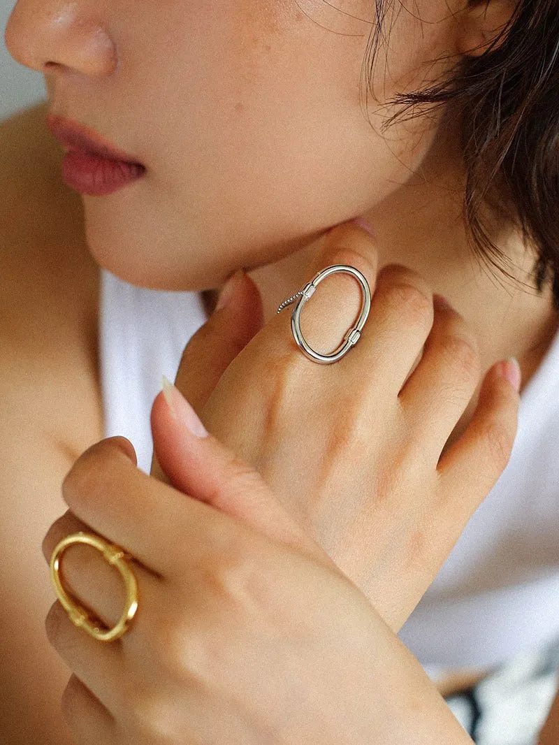 Glamorous Adjustable Oval Rings Open