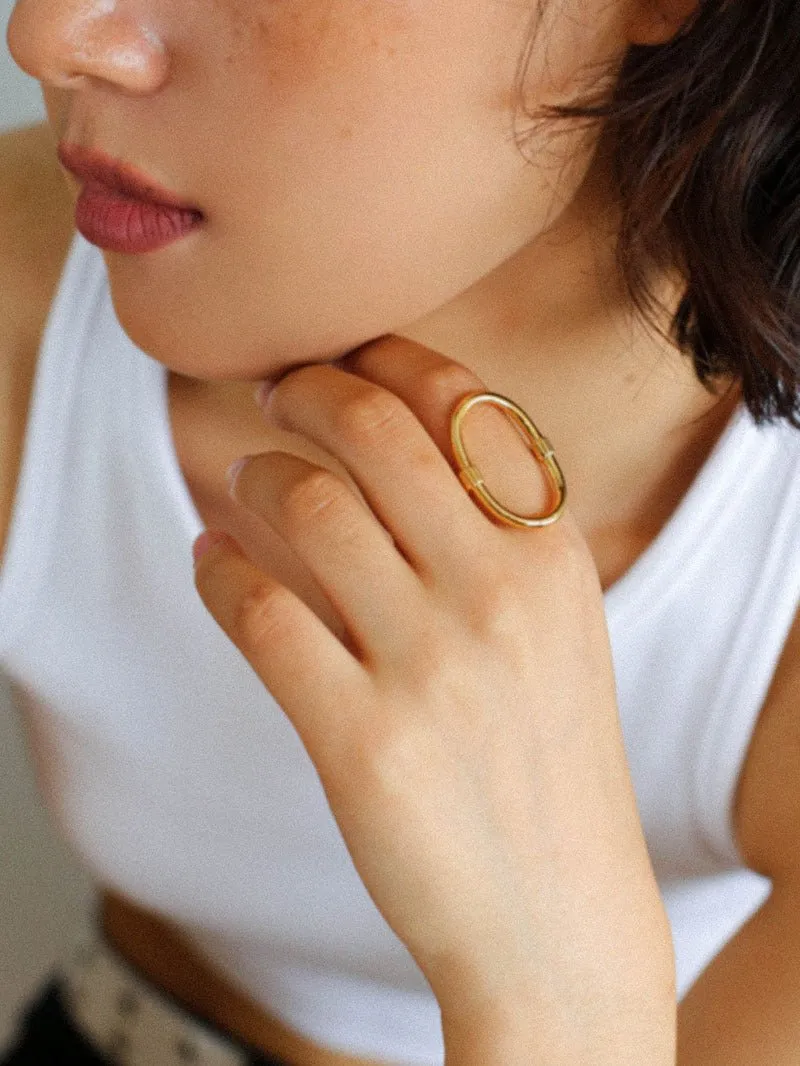 Glamorous Adjustable Oval Rings Open