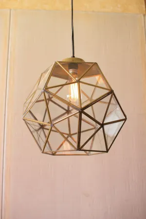 Glass and Gold Metal Faceted Pendant