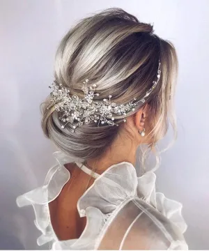 Gold And Silver Crystal Gauze Dress Headdress
