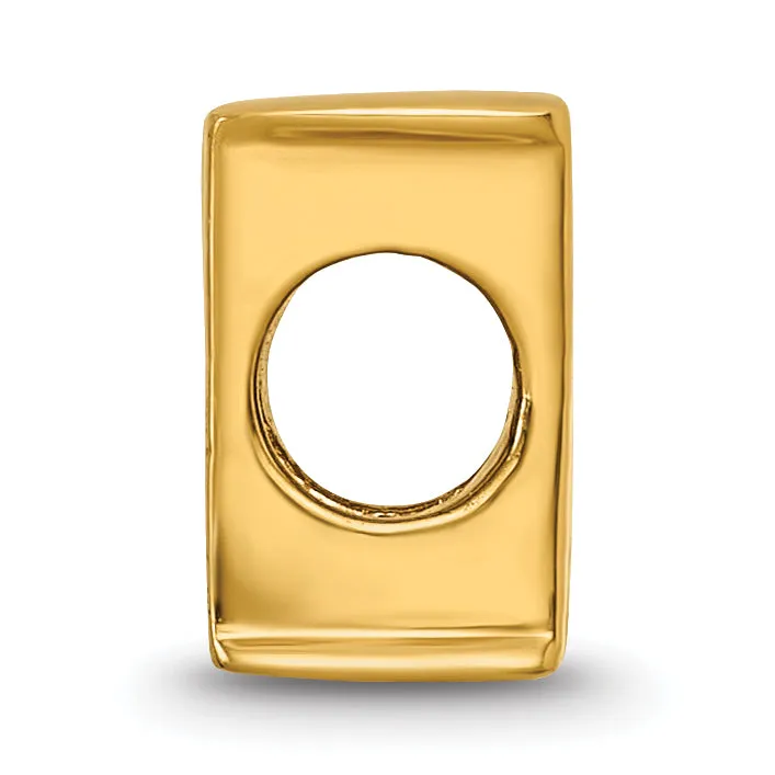 **Gold-Plated Sterling Silver ‘H’ Bead  Polished, Casted Alphabet Charm**