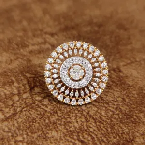 GOLD RHODIUM DIAMOND LOOK ADJUSTABLE RING
