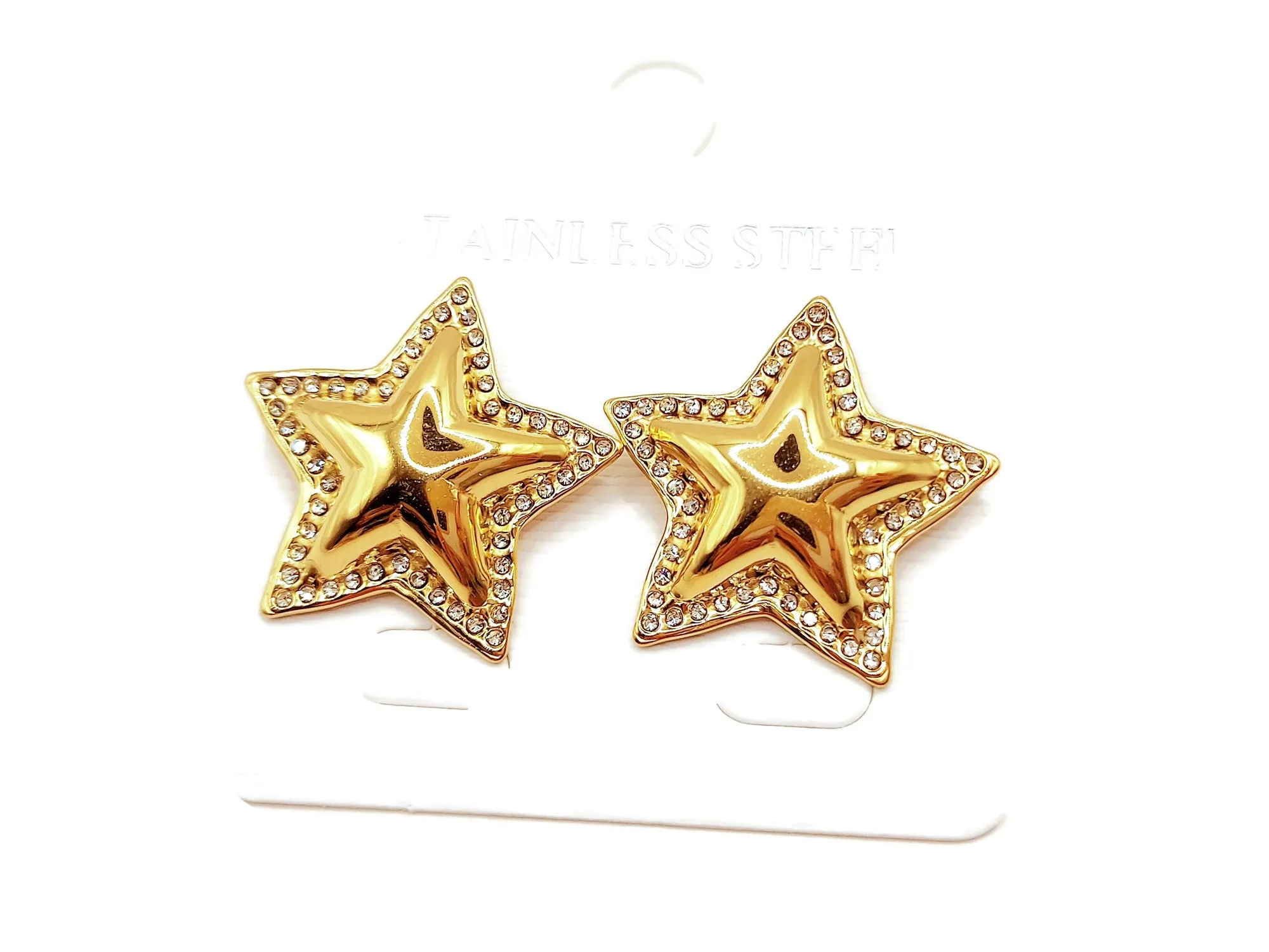 Gold star earrings Women 18k Gold Plated stainless steel, Chic stud earrings, Wedding Gift, Tarnish free, Stainless Steel
