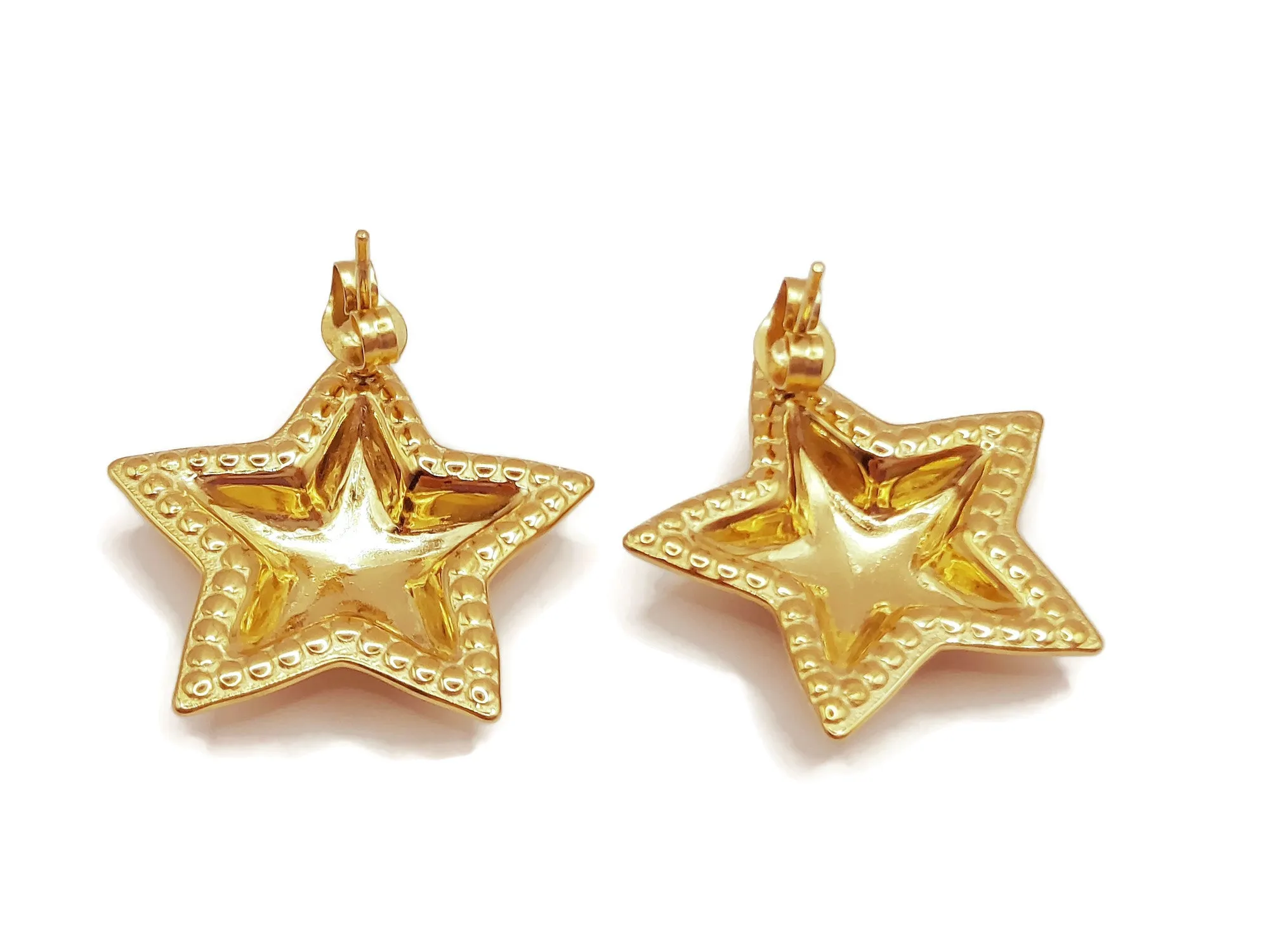 Gold star earrings Women 18k Gold Plated stainless steel, Chic stud earrings, Wedding Gift, Tarnish free, Stainless Steel