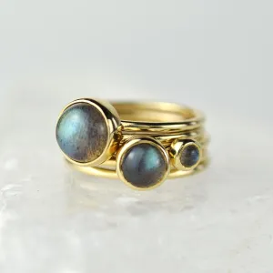 Gold Storm Labradorite Stacking Rings