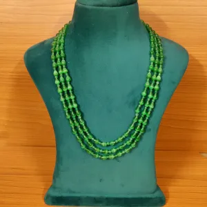 GREEN COLOUR MONALISA DROP SHAPED 3 LAYERED NECKLACE