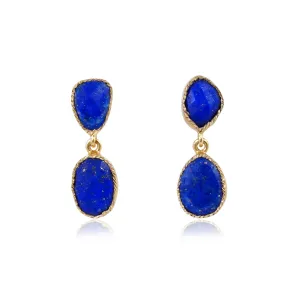 Handcrafted Silver Gold Plated Lapis Earring