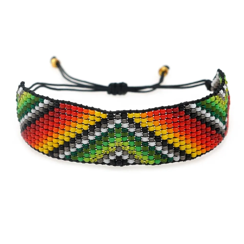 Handmade Boho Glass Bead Bracelet - Colorful Adjustable Jewelry