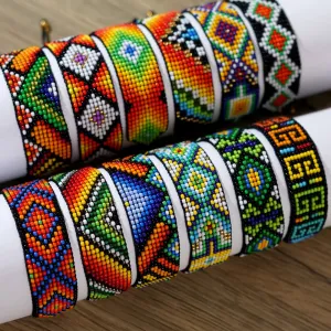 Handmade Boho Glass Bead Bracelet - Colorful Adjustable Jewelry