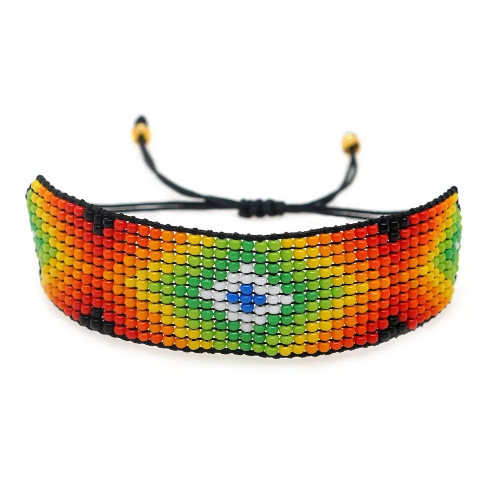 Handmade Boho Glass Bead Bracelet - Colorful Adjustable Jewelry