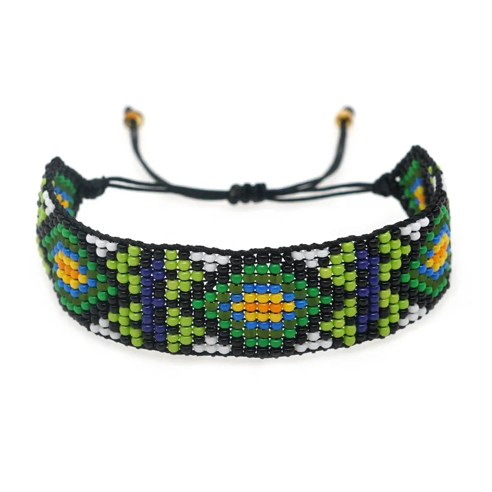 Handmade Boho Glass Bead Bracelet - Colorful Adjustable Jewelry