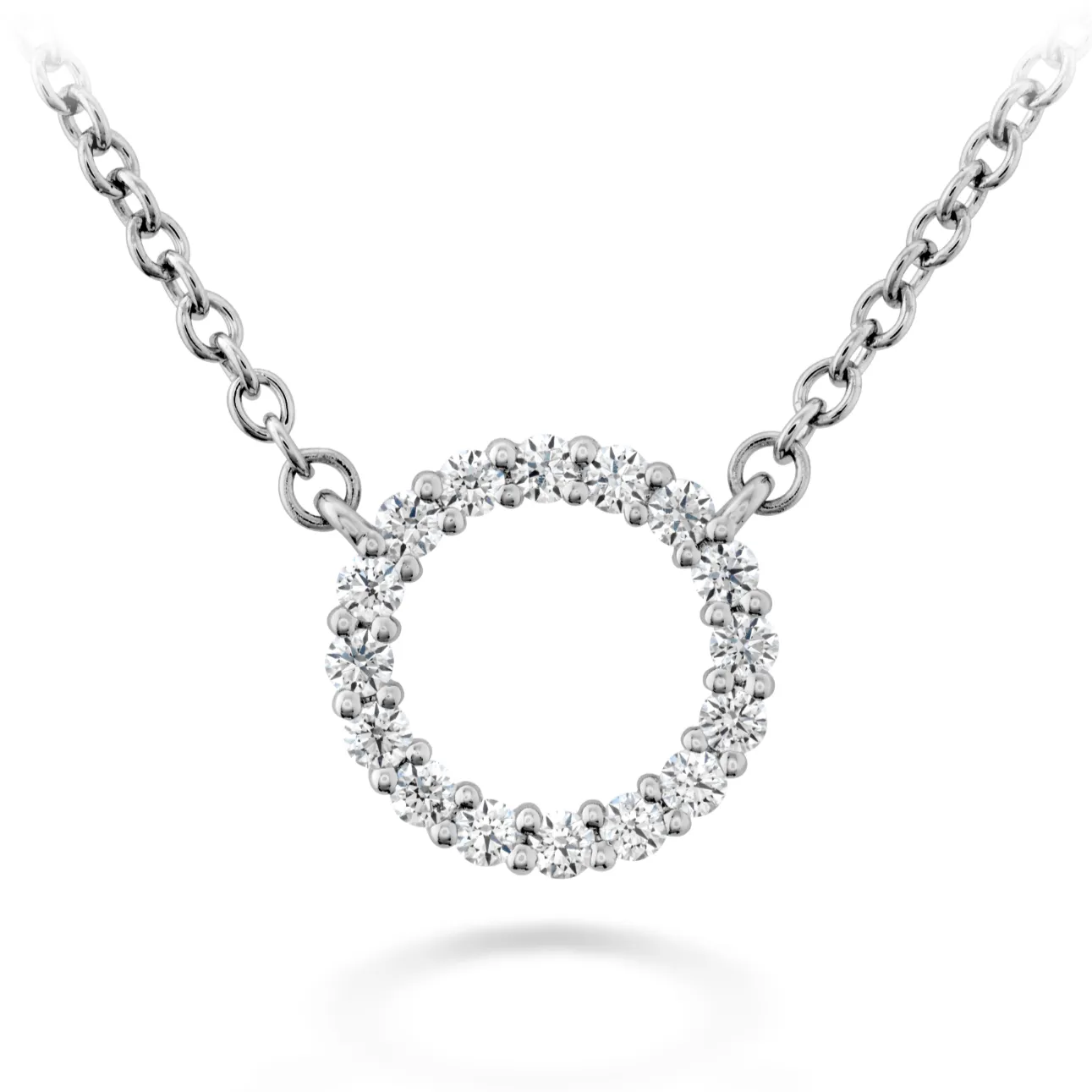Hearts on Fire Signature 18k White Gold Small Diamond Circle Pendant Necklace