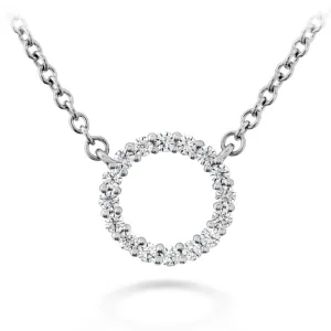 Hearts on Fire Signature 18k White Gold Small Diamond Circle Pendant Necklace