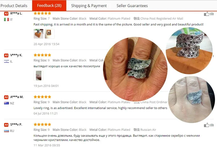 Hematite Leaf Wrap Ring