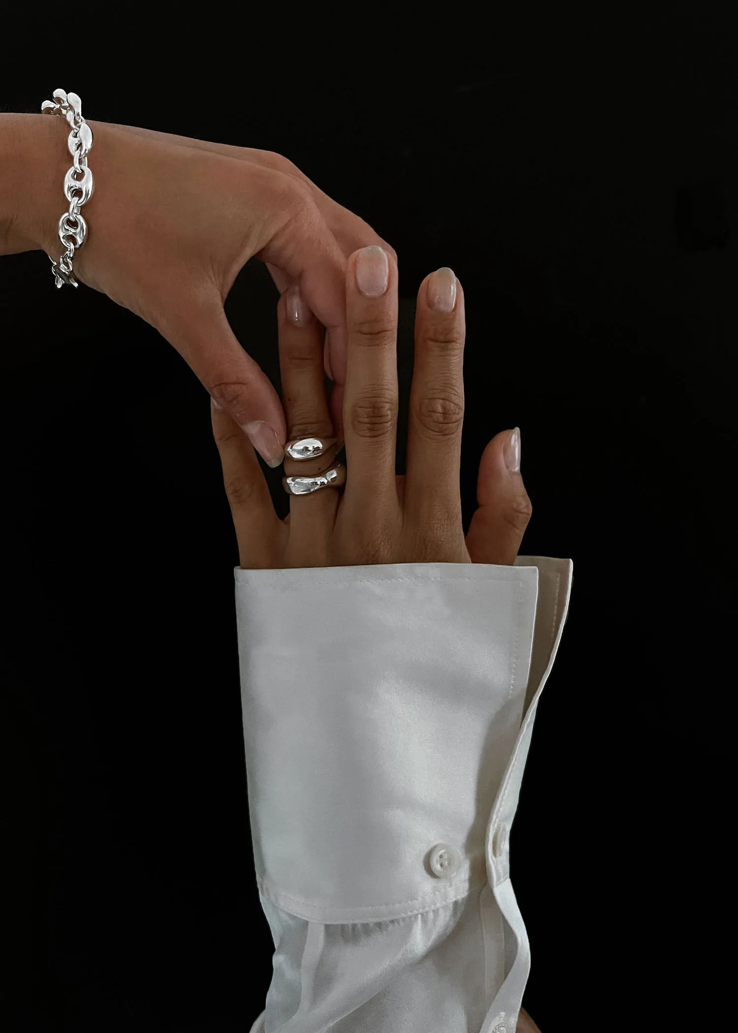 Hera Sculptural Ring Stack Silver