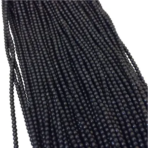 Howlite Beads 2mm Dyed Jet Black  - Smooth Round Natural Semi-Precious Gemstone Sold by 15.5" Strands (Approx. 185 Beads).